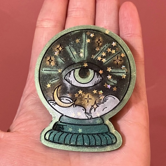 Crystal Ball Brooch - Large Pin - Witchy Jewelry - Crystal Ball Pin - Picture 2 of 4